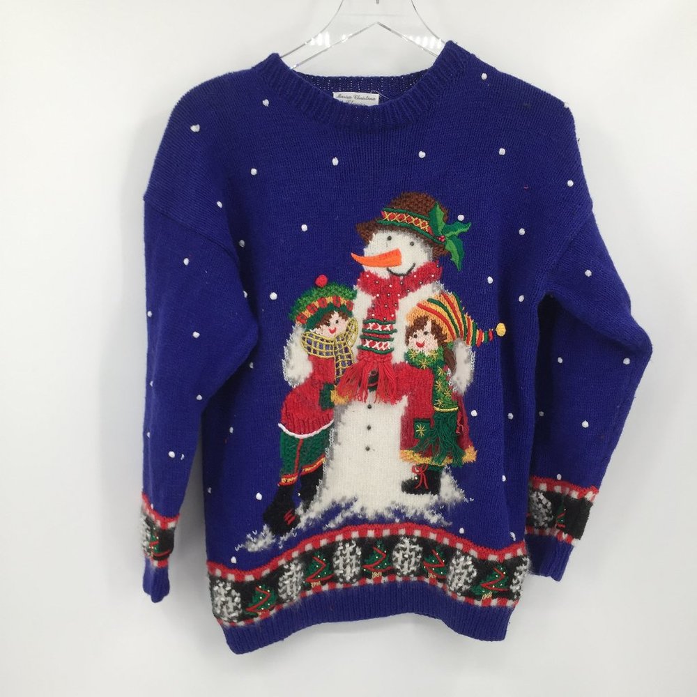 Marisa Christina Christmas sweater Mary Engelbreit ugly snowman holiday woman L
